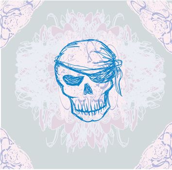Skull Pirate - retro card