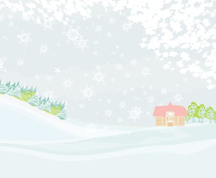 Winter in the village card