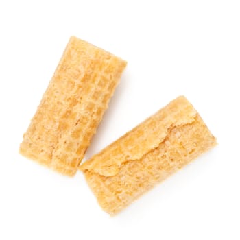 crispy wafer rolls isolated on white background