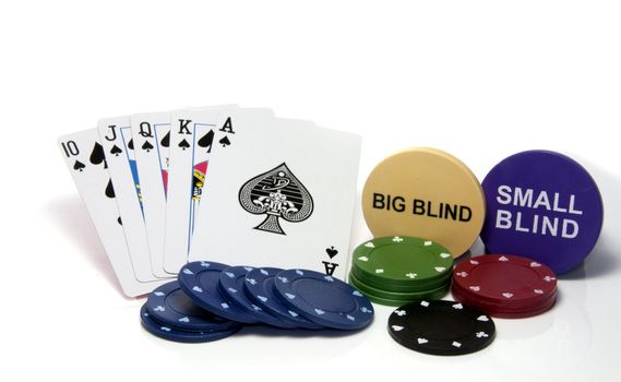 poker chips and straight flush