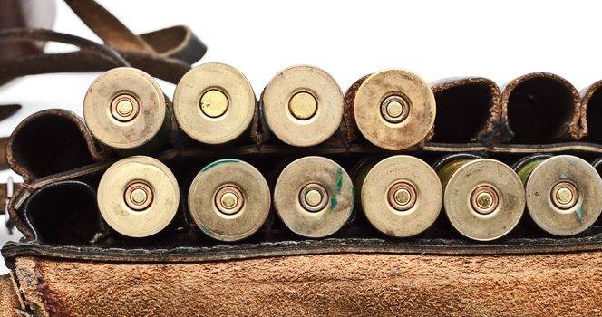 vintage ammunition belt isolated on white background