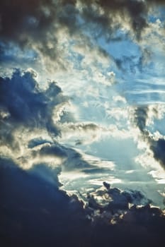 colorful dramatic sky with cloud at sunset