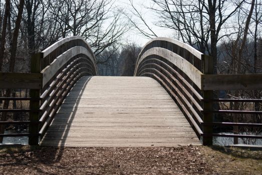 Wooden Pedestrian Bridge over the Huron River.