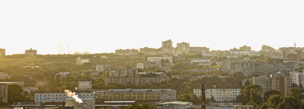 panorama of russian city Kirov, early morning