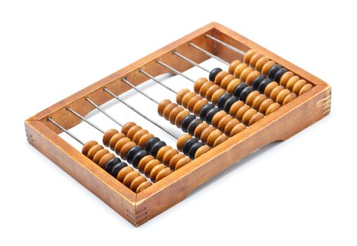 old wooden abacus isolated on white background
