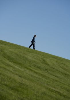 Side view of a walking man