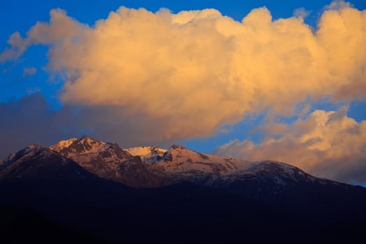 Sunset in Himalayas. Himachal Pradesh, India