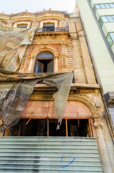 Old building undergoing restoration in Mexico City