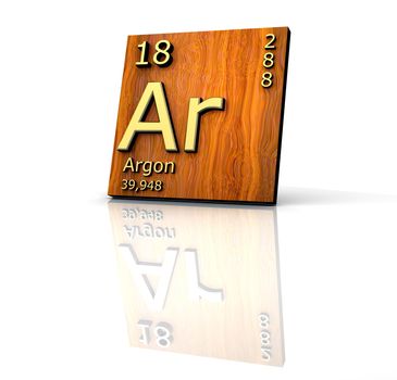 Argon form Periodic Table of Elements - wood board 
