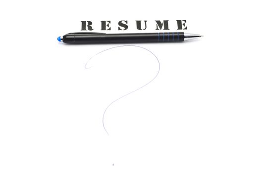 Black pen on the blank resume