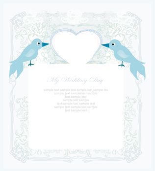 valentine's day greeting card with 2 sweet love birds