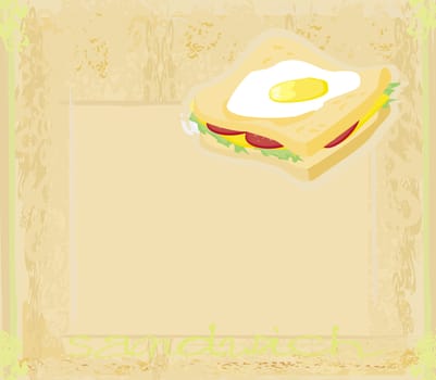 Horizontal grunge background with sandwich