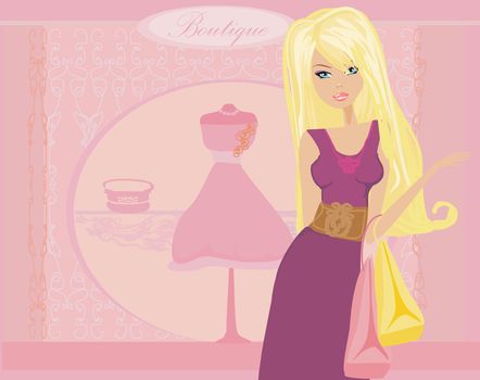 fashion girl Shopping illustration