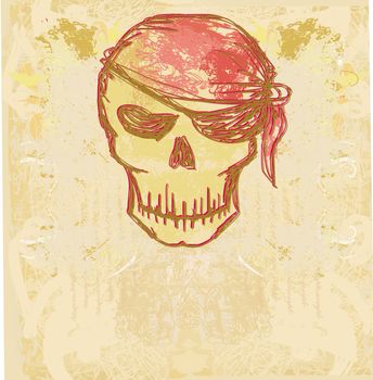 Skull Pirate - retro card