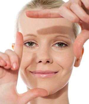 Close-up shot of a pretty smiling confident girl