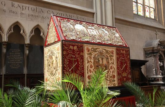 ZAGREB, CROATIA - 10 APRIL: Tomb of God exhibited on Good Friday, prepared to veneration at the Zagreb Cathedral, 10 April 2009 in Zagreb, Croatia.