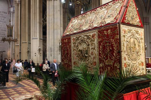 ZAGREB, CROATIA - APRIL 10: On Good Friday, people pray in front of God's tomb in the Zagreb Cathedral, April 10, 2009 in Zagreb, Croatia.