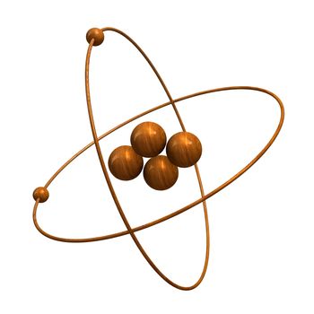 3d made - Helium Atom in wood 