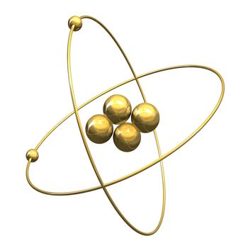 3d made - Helium Atom in gold 