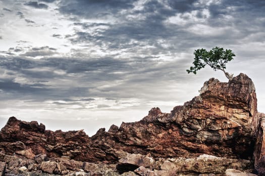 rocks under stormy sky, Andaman Shore, Thailand