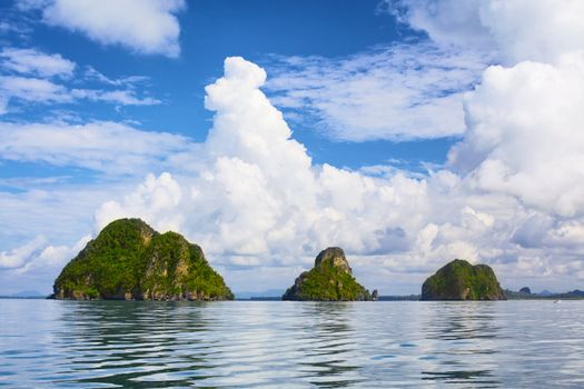 tall cliffs with trees at Andaman Sea, Thailand