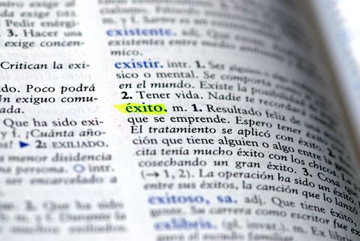 Picture of Spanish dictionary word for success