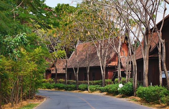 Wooden Houses in Mueang Boran, aka Ancient Siam, Bangkok, Thailand