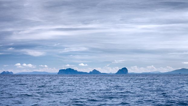 Andaman Sea, Thailand, foggy seascape at early morning