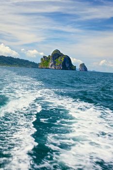 tall cliff with trees at Andaman Sea, Thailand