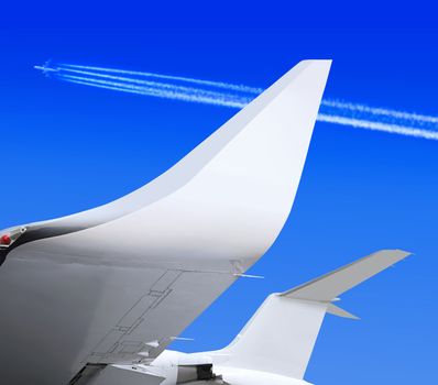 part of small passenger plane that waiting for departure in airport