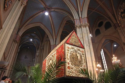 ZAGREB, CROATIA - 10 APRIL: Tomb of God exhibited on Good Friday, prepared to veneration at the Zagreb Cathedral, 10 April 2009 in Zagreb, Croatia.