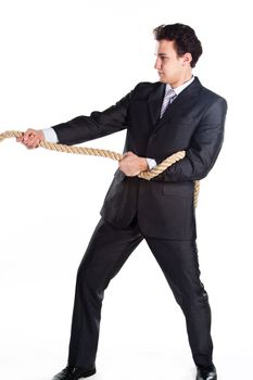 Portrait of a young successful and respectable businessman with a rope