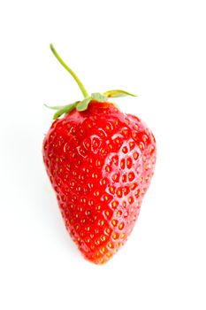 A bright red strawberry on white background