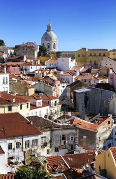 Panorama of a old traditional neighborhood in Lisbon