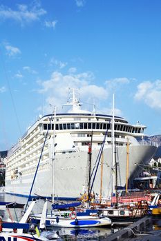 An image of cruise ship. City Yalta in Ukraine