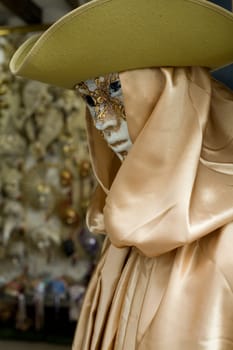 An image of a mannequin in venetian clothing