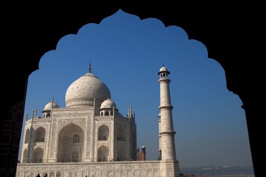 Taj Mahal view behind arch,Agra,Uttar Pradesh,India