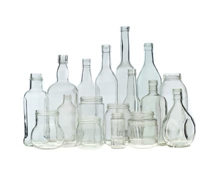 Group of bottles isolated on white background