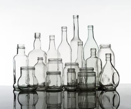 Group of bottles isolated on white background