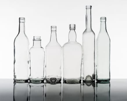 Group of bottles isolated on white background