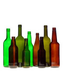 Group of bottles isolated on white background
