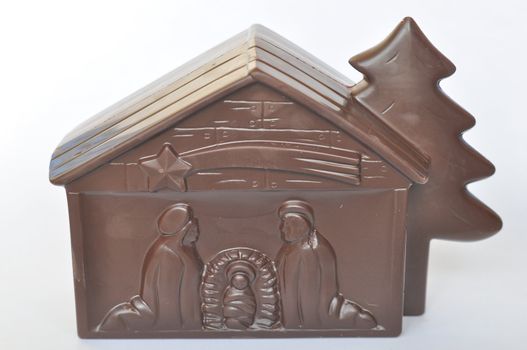 Nativity scene presepe made of chocolate