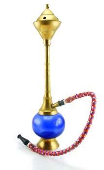 Small colored hookah (tobacco water pipe) isolated on a white background