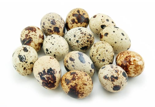 Group of Raw Quail Eggs Isolated on White Background