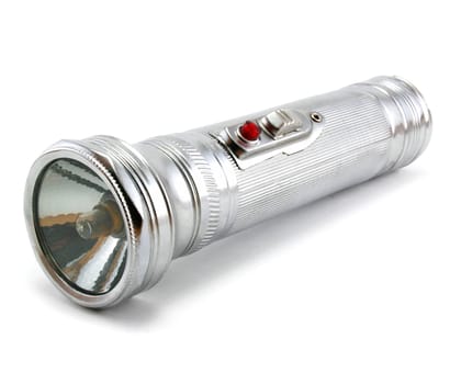 Electric pocket flashlight isolated on a white background