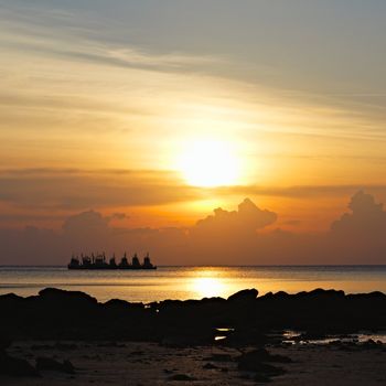 sunset over Andaman Sea, Koh Libong, Thailand