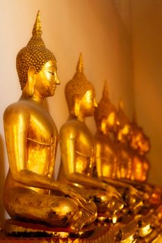 group of buddhas, Wat Po, Bangkok, Thailand