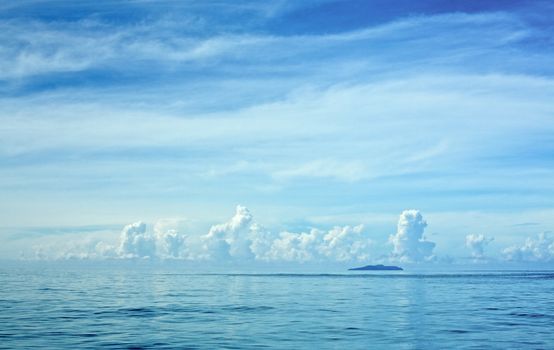 Andaman Sea, Thailand, foggy seascape at early morning