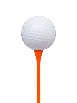 golf ball on tee isolated with clipping path