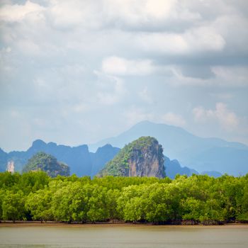 Kanaab Nam Cliffs in Krabi at day, Thailand